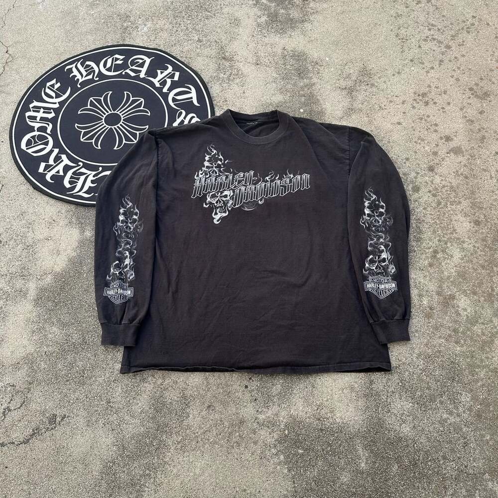 Vintage Y2K Harley Davidson Illinois Long Sleeve Flame Tee
